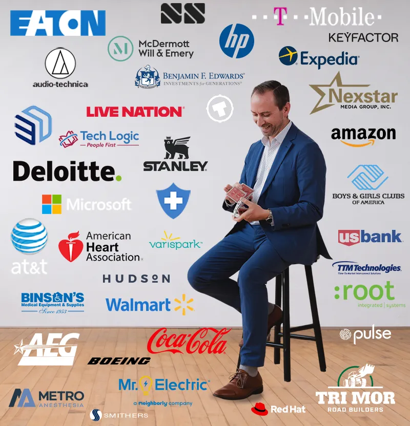 brian masters corporate cleveland magician client logo collage